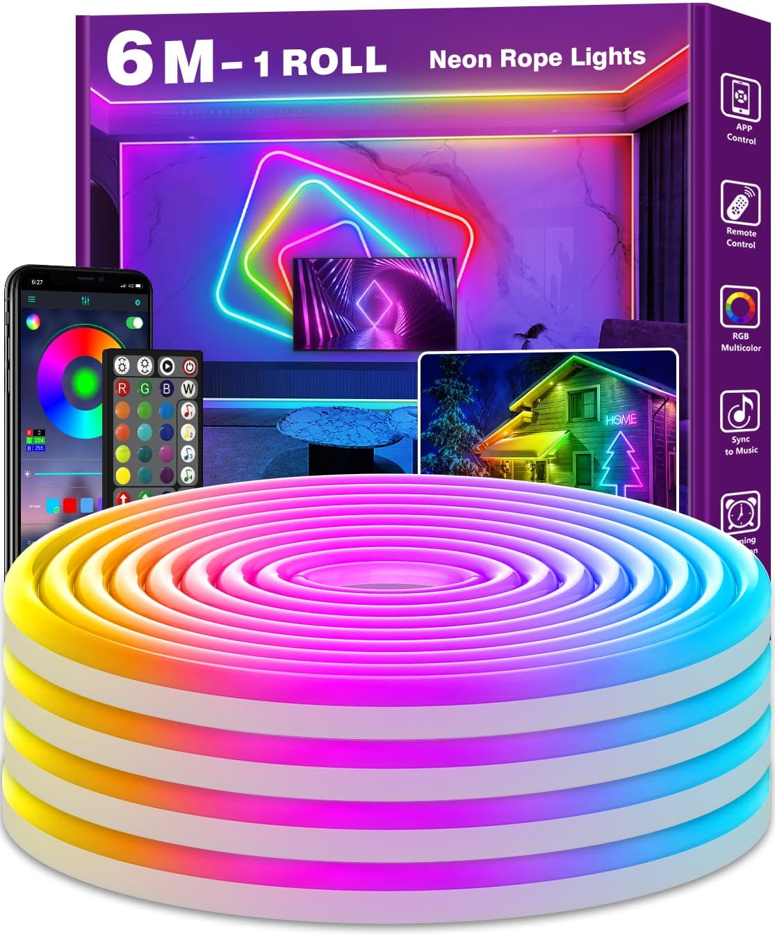 AILBTON 6m Led Neon Rope Lights,Flexible Led Rope Lights,Con... - Image 2