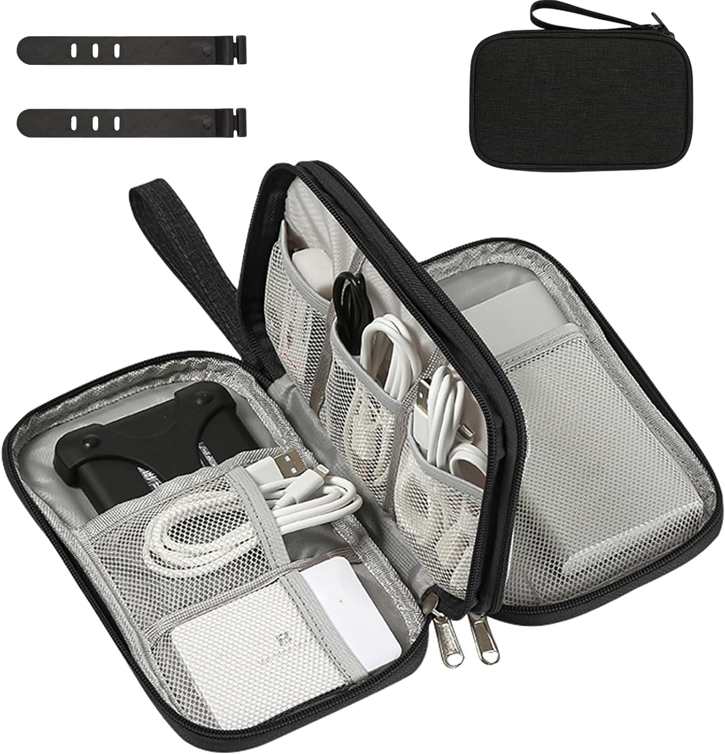 Portable Cable Organiser Bag Travel Organiser Double-Layer C... - Image 2