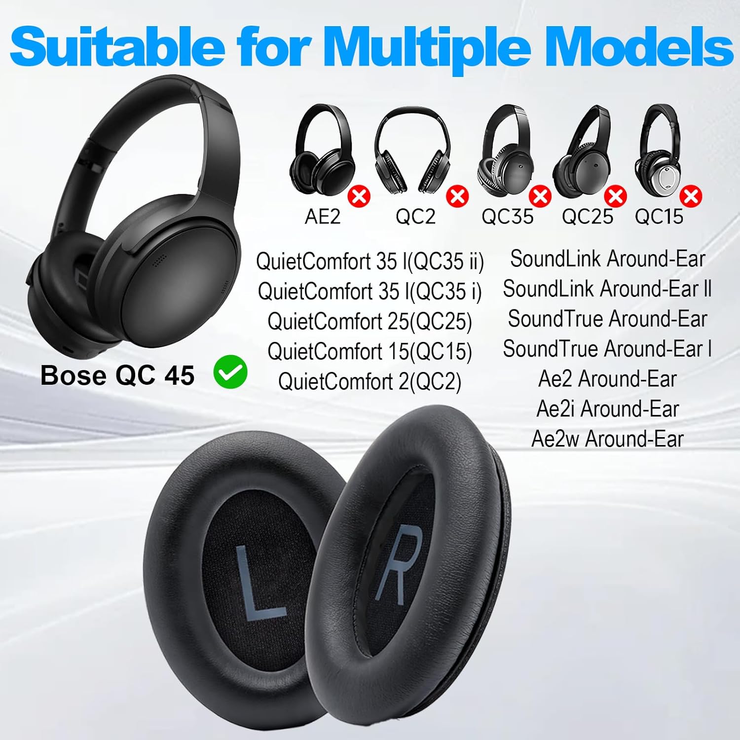 Replacement Ear Pads Cushions for Bose QuietComfort QC45 Ear... - Image 4