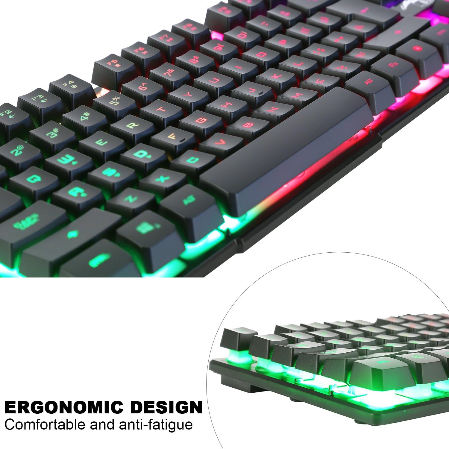 BAKTH Multiple Color Rainbow LED Backlit Mechanical Feeling ... - Image 6