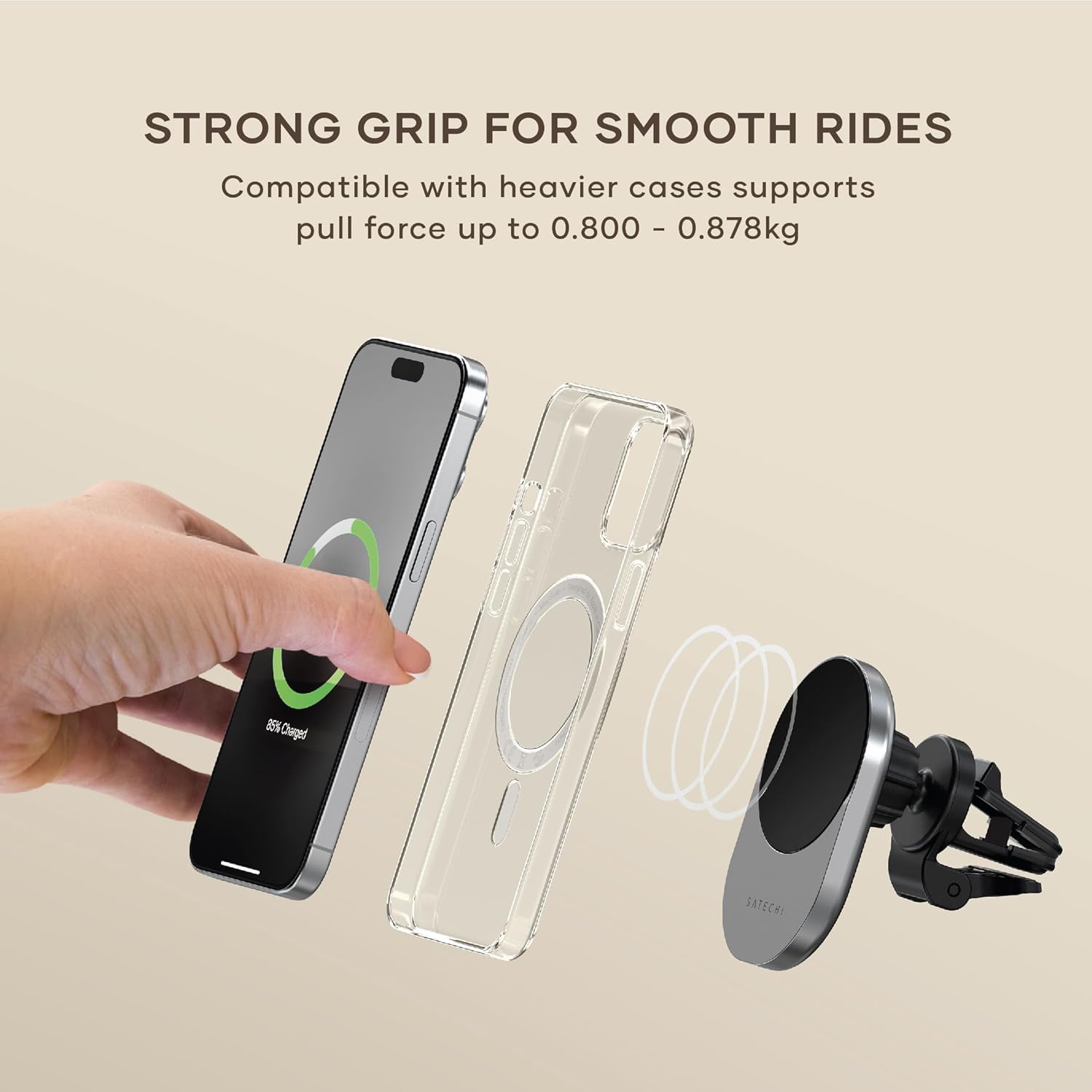 SATECHI Qi2 Wireless Car Charger, Travel Friendly Car Phone ... - Image 7