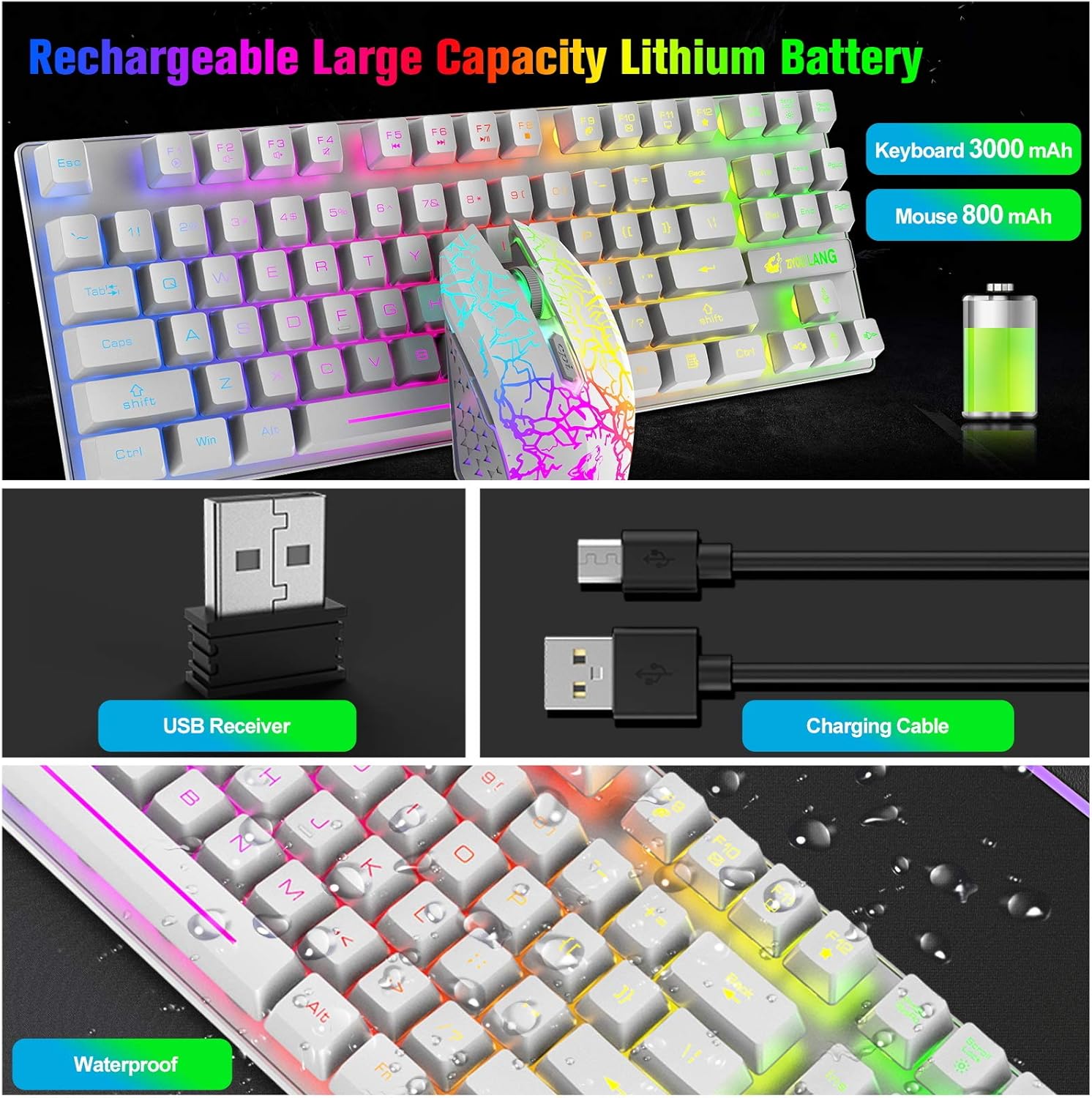 LexonElec T87 Wireless Keyboard and Mouse, Rgb Wireless Mous... - Image 4