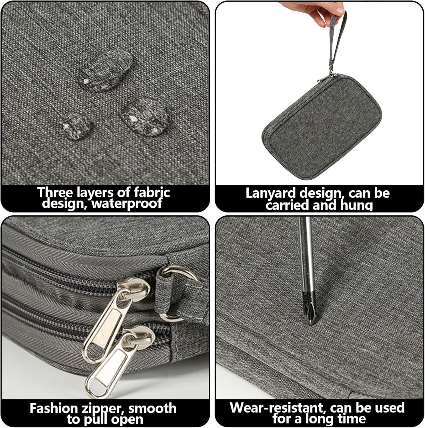 Portable Cable Organiser Bag Travel Organiser Double-Layer C... - Image 6