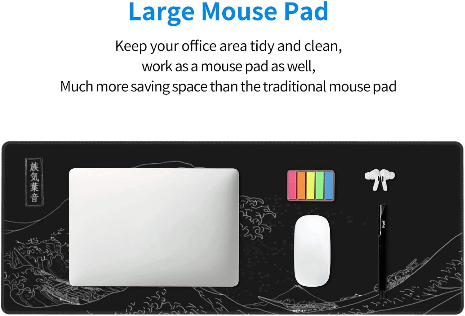 Extended Large Anime Black Mouse Pad The Great Wave off Kana... - Image 9