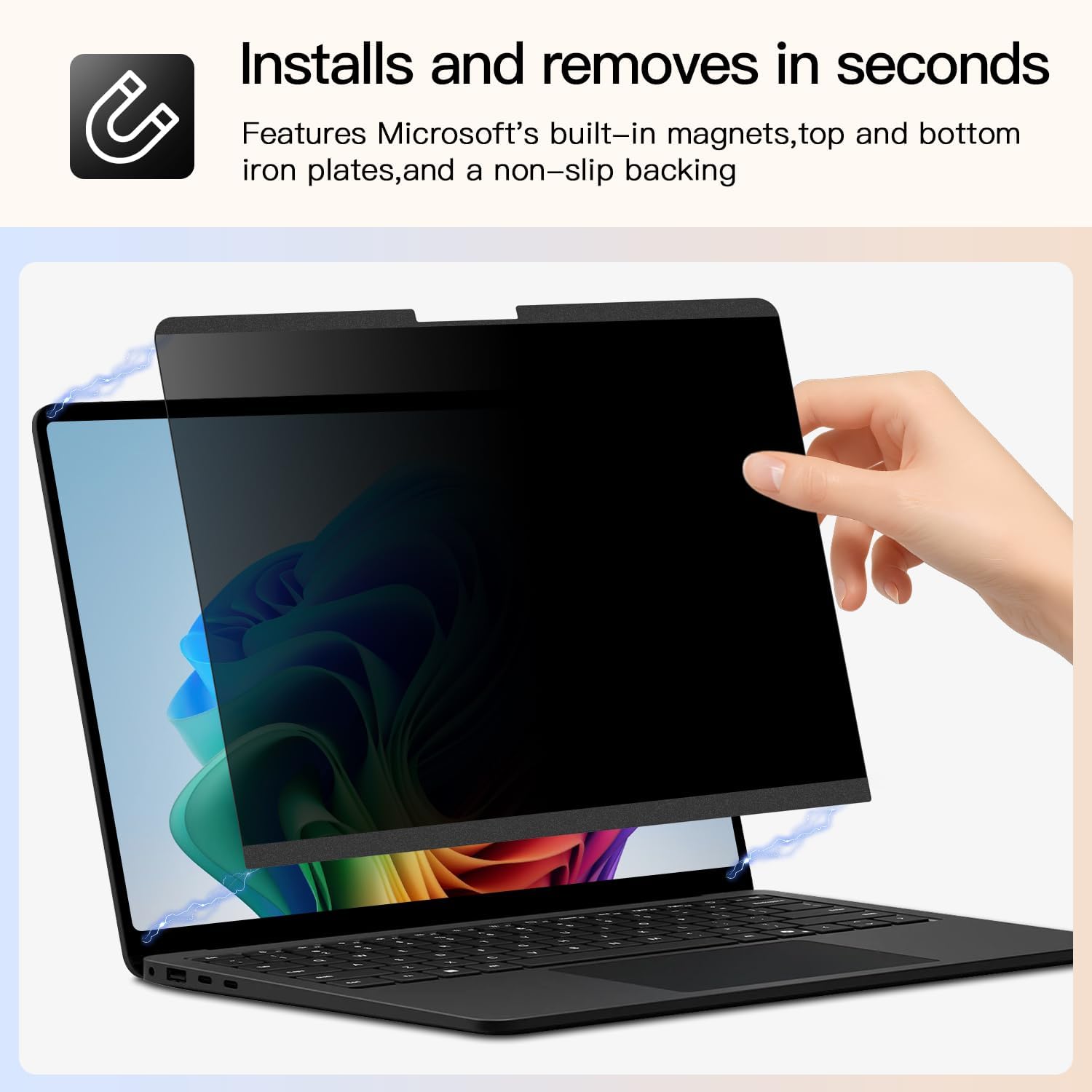 ZOEGAA Magnetic Surface 13.8 Privacy Screen,Removable Toucha... - Image 3
