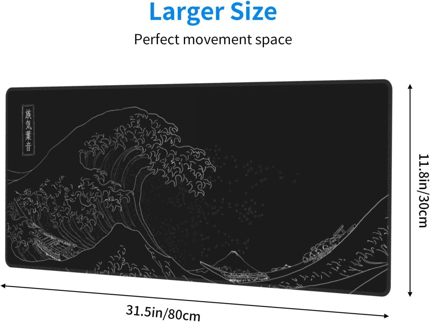 Extended Large Anime Black Mouse Pad The Great Wave off Kana... - Image 5