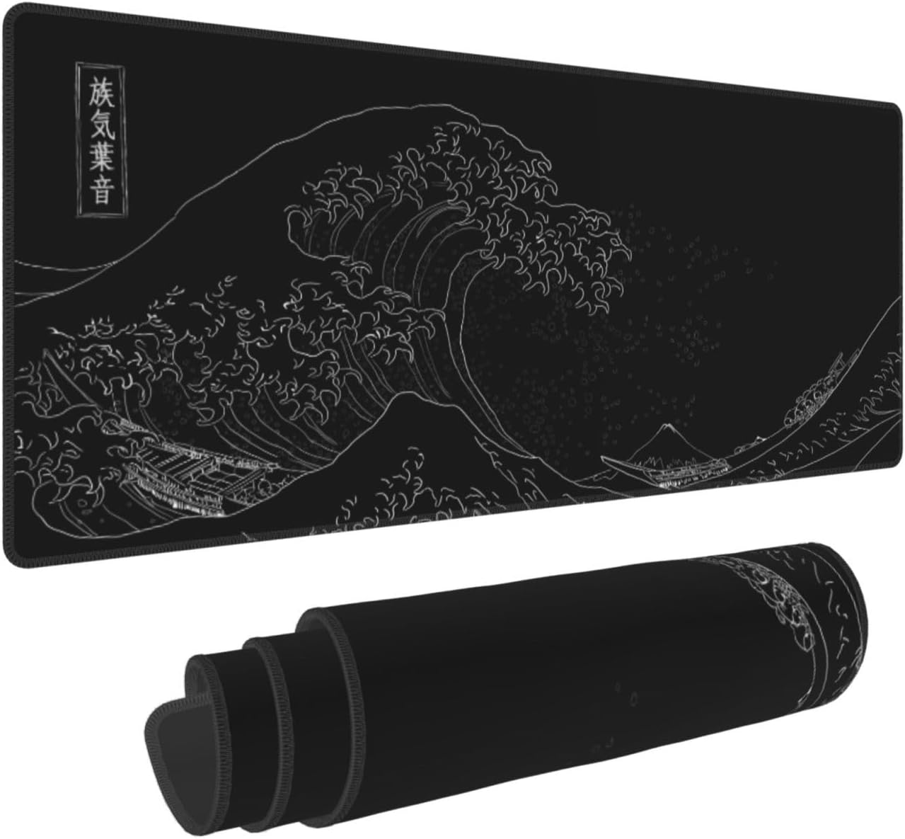 Extended Large Anime Black Mouse Pad The Great Wave off Kana... - Image 2