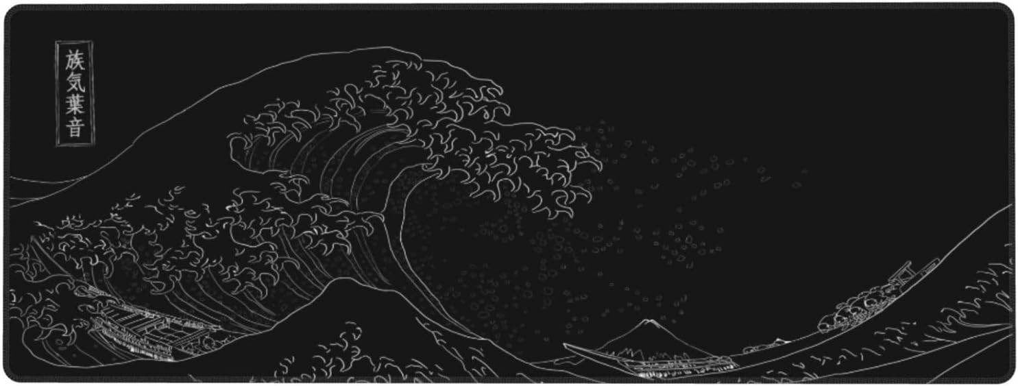 Extended Large Anime Black Mouse Pad The Great Wave off Kana... - Image 3