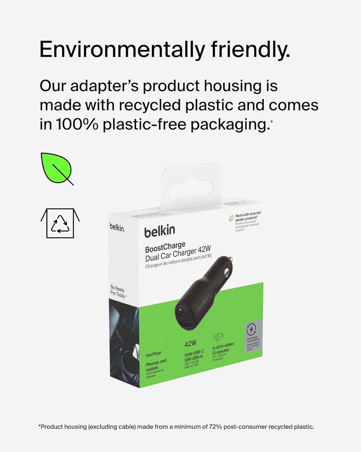 Belkin BoostCharge Dual Car Charger 42W w/Fast Charge USB-C ... - Image 6