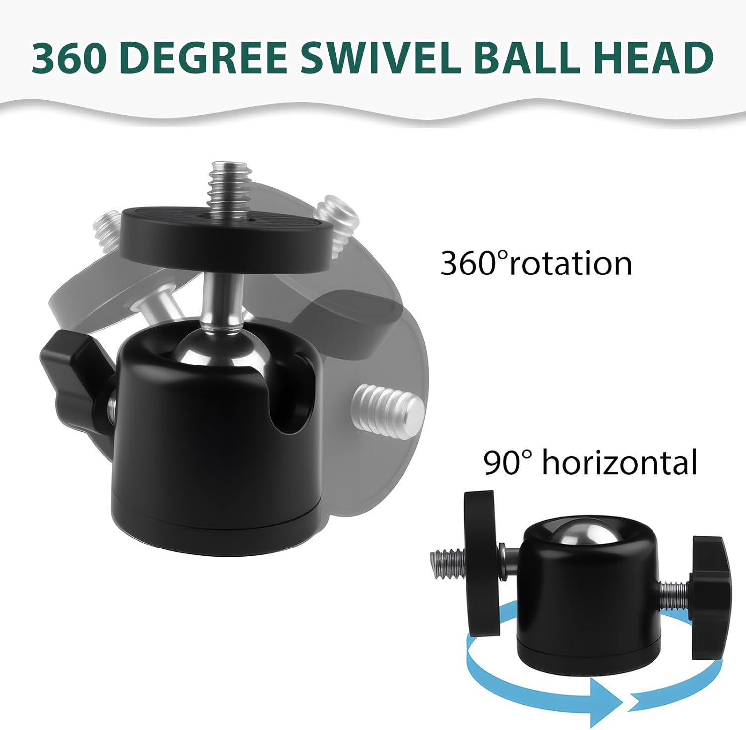 Tripod Mini Ball Head Mount 360° Swivel Metal Ball Head with... - Image 5