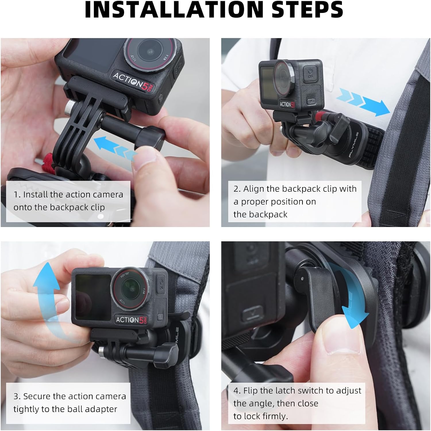 Backpack Clip Magnetic Mount for DJI Osmo Action 5 Pro/6/4/3... - Image 6