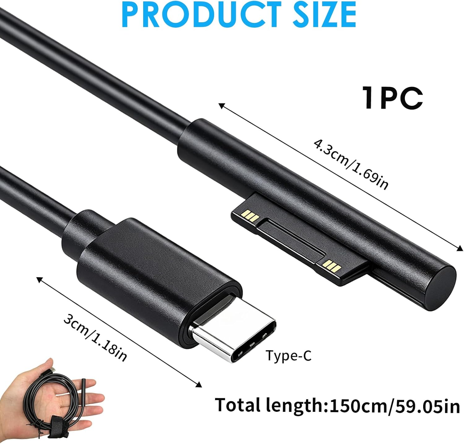 1.8m Surface Connect to USB-C Charging Cable, Compatible wit... - Image 3