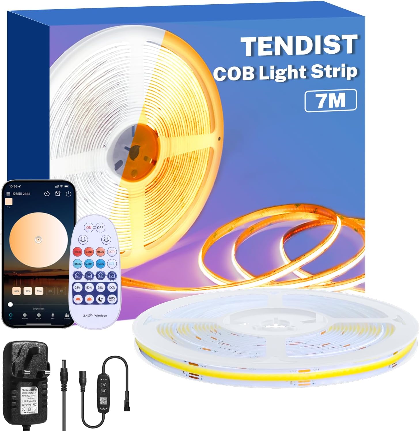 COB Led Strip 7M, 3000-6500K CRI90+ Led COB Strip Light, 24V... - Image 2