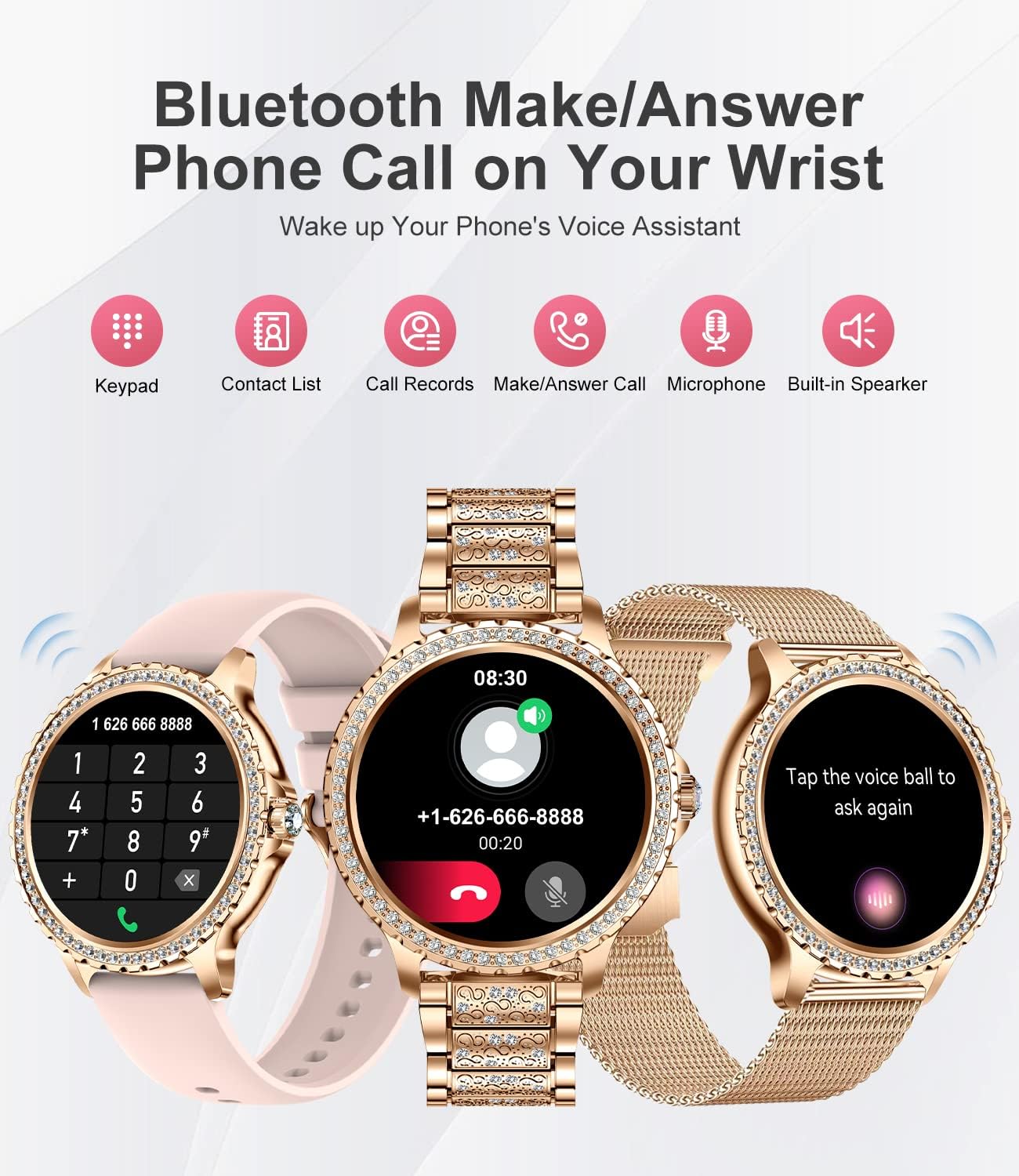 LIGE Women's Smart Watch 1.32" HD Elegant Diamond Bluetooth ... - Image 3