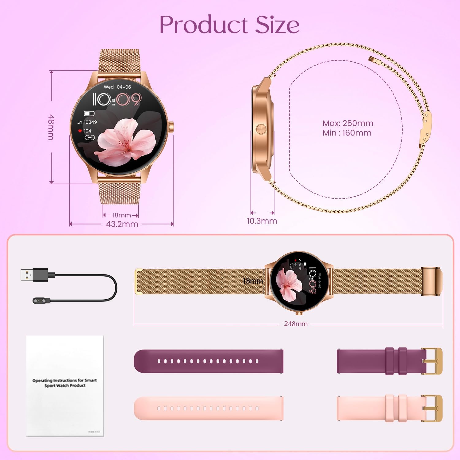 Smart Watch Women Fitness Tracker: 1.27'' Smartwatch Sport B... - Image 8