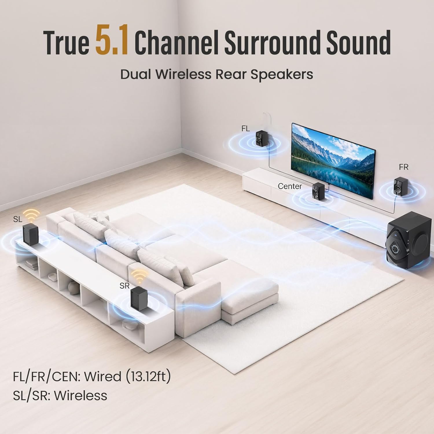 Bobtot Home Theater System Wireless Rear Satellite Speakers ... - Image 3