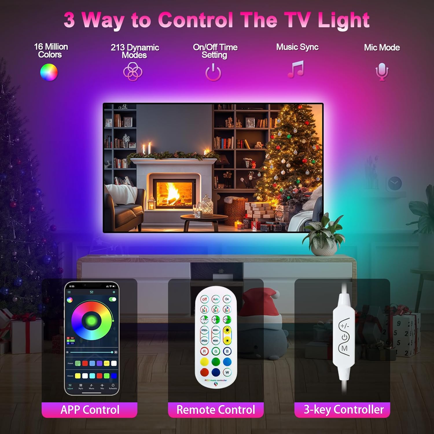 Daymeet TV Lights, 9.8FT TV Led Lights for 32-43 inch TV Beh... - Image 8