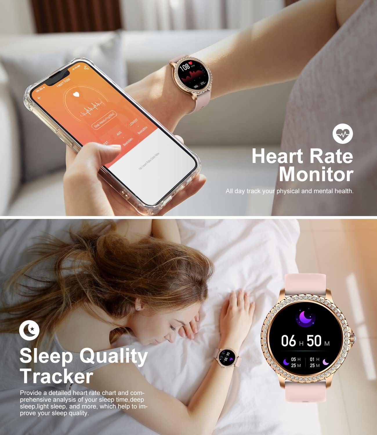LIGE Women's Smart Watch 1.32" HD Elegant Diamond Bluetooth ... - Image 7