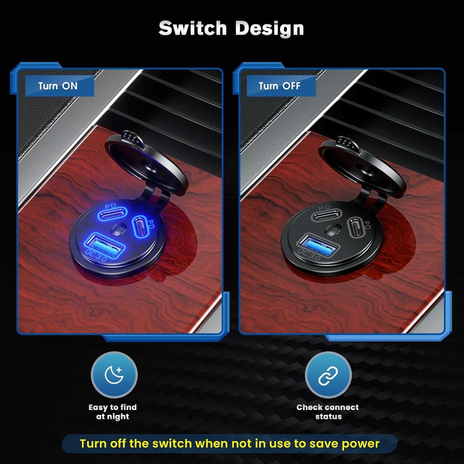 Thlevel Type C USB Car Charger Socket Dual Port PD Fast Char... - Image 4