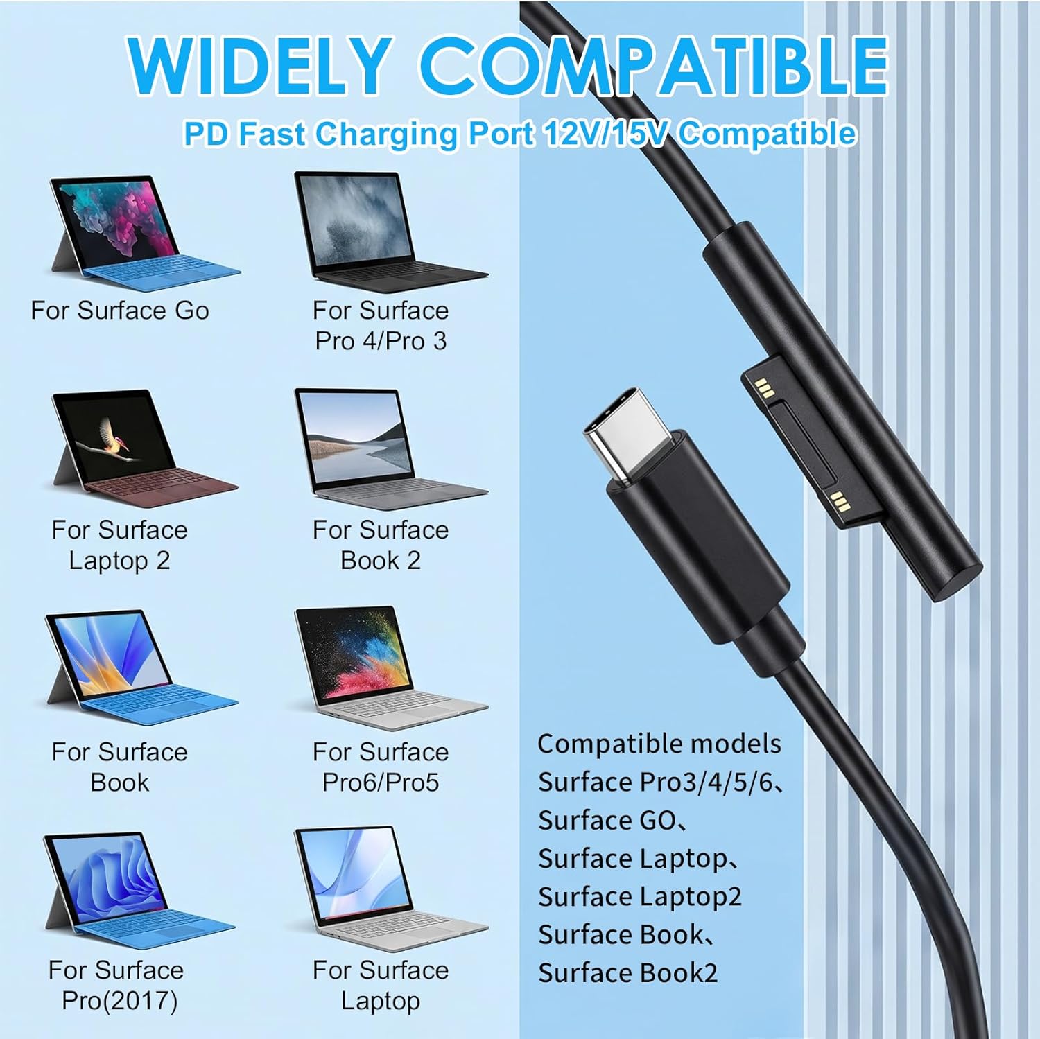 1.8m Surface Connect to USB-C Charging Cable, Compatible wit... - Image 6