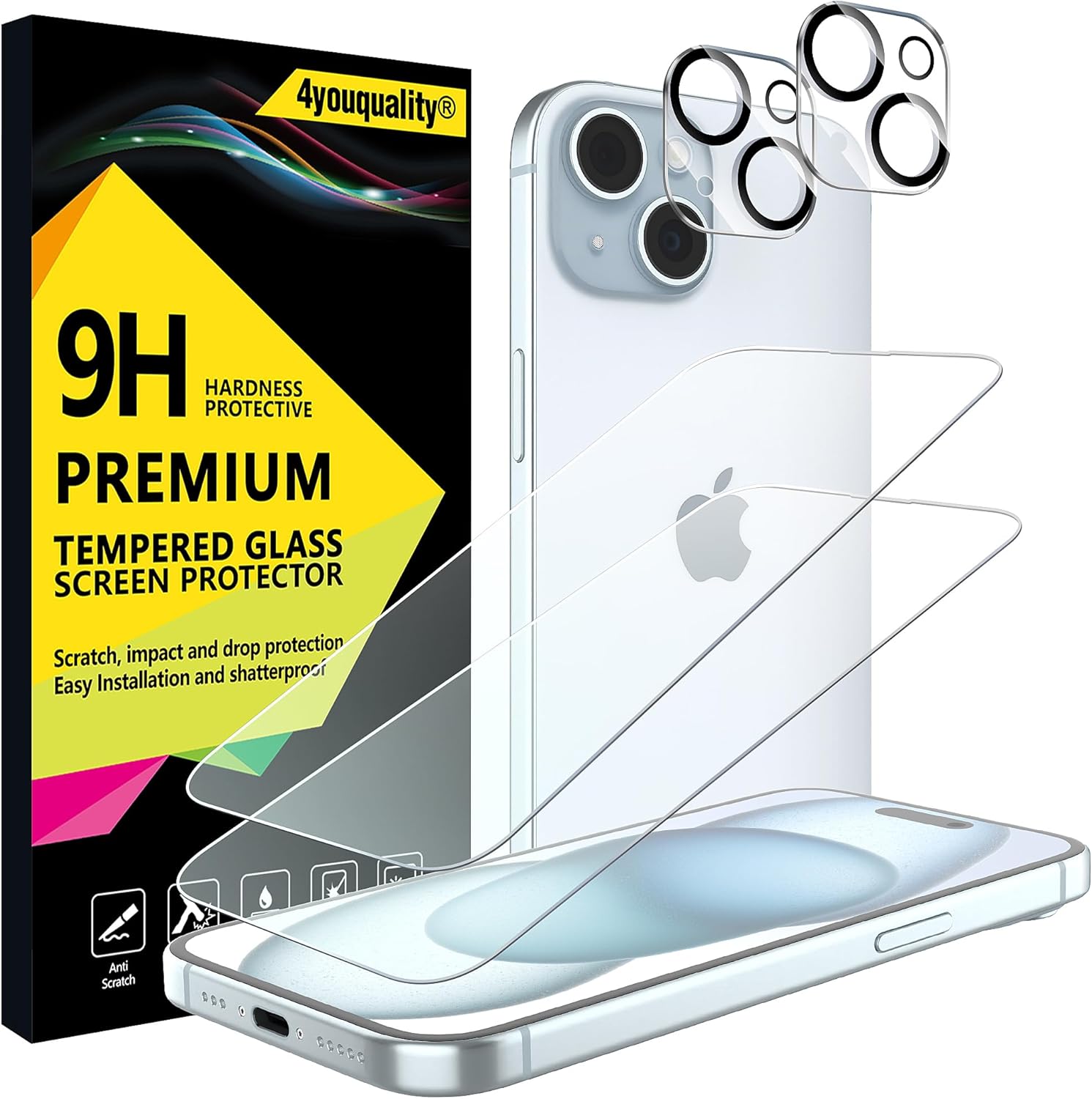 4youquality [4-in-1 Screen Protector for iPhone 15 with Came... - Image 2