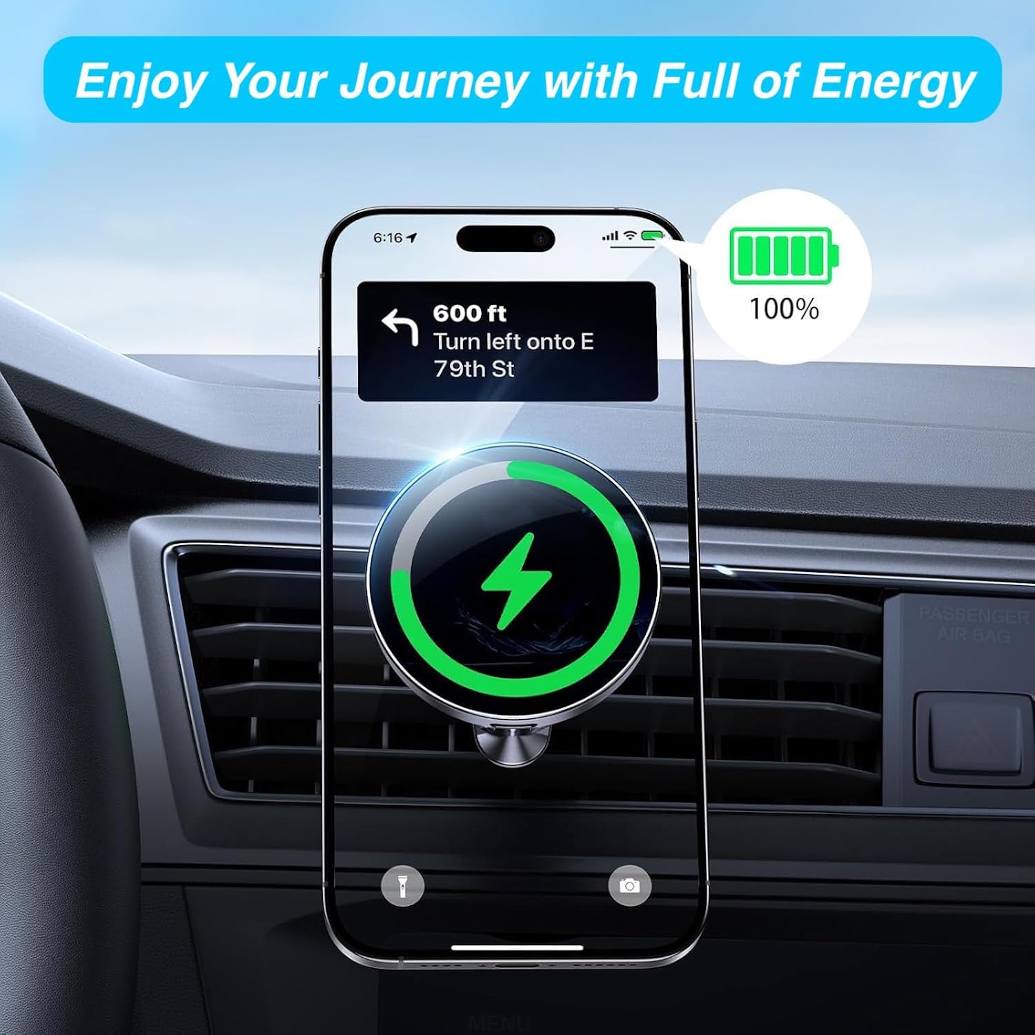 Magnetic Wireless Charging Phone Holder with 17mm Ball Socke... - Image 8