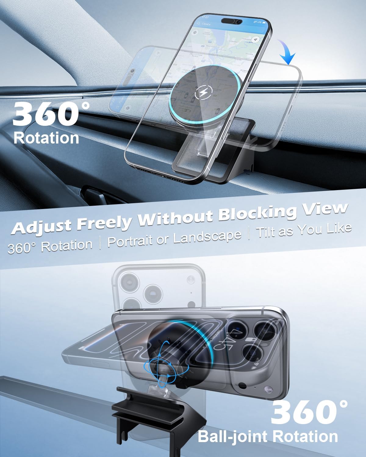 CloudValley Magnetic Qi2 15W Wireless Charger Phone Mount fo... - Image 8