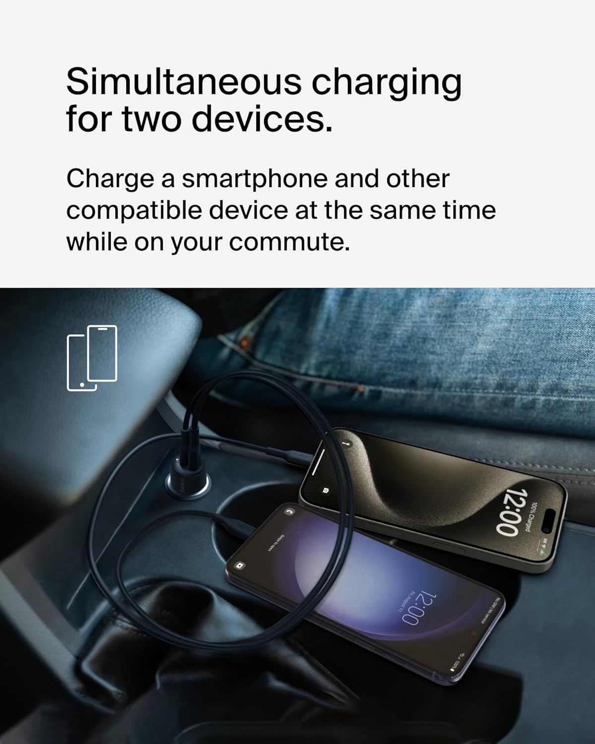 Belkin BoostCharge Dual Car Charger 42W w/Fast Charge USB-C ... - Image 3