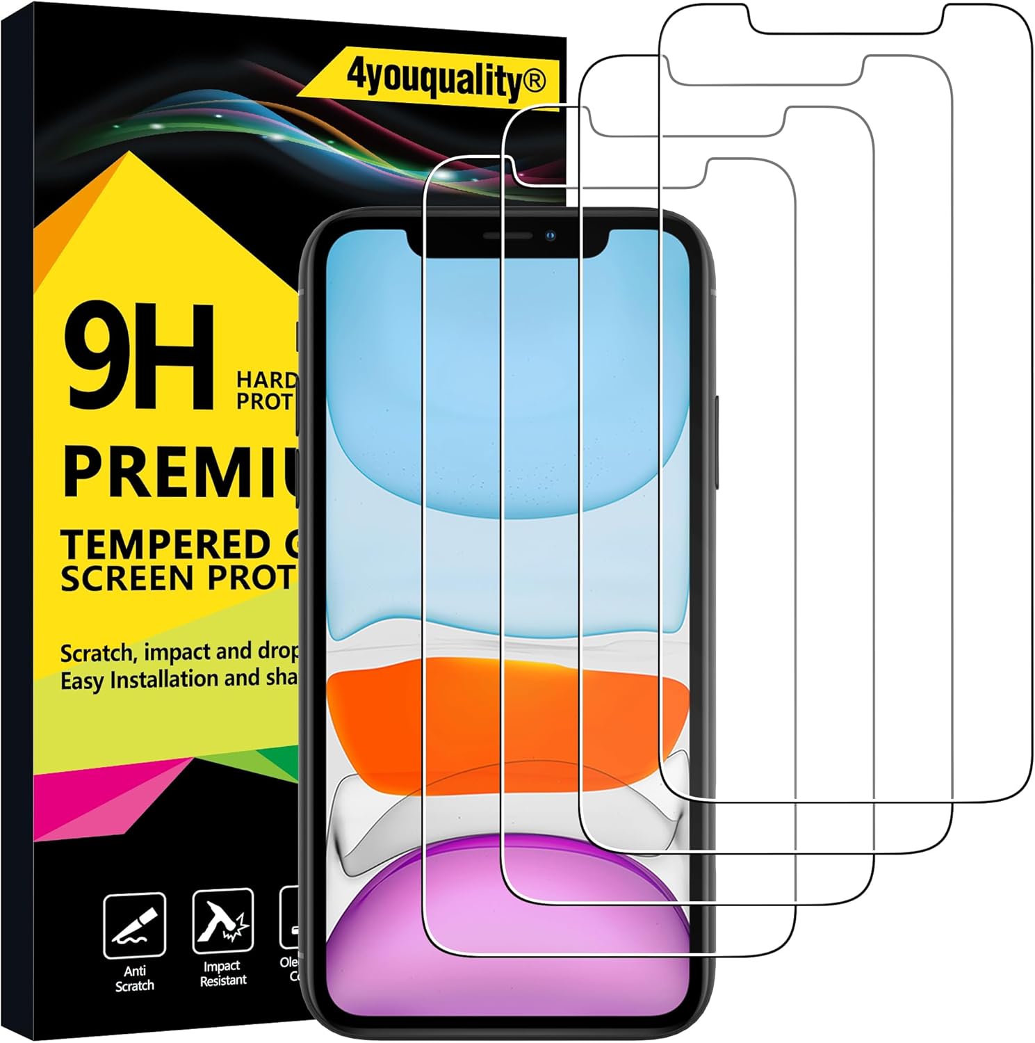 4youquality [4-Pack Screen Protector for iPhone 11 and iPhon... - Image 2
