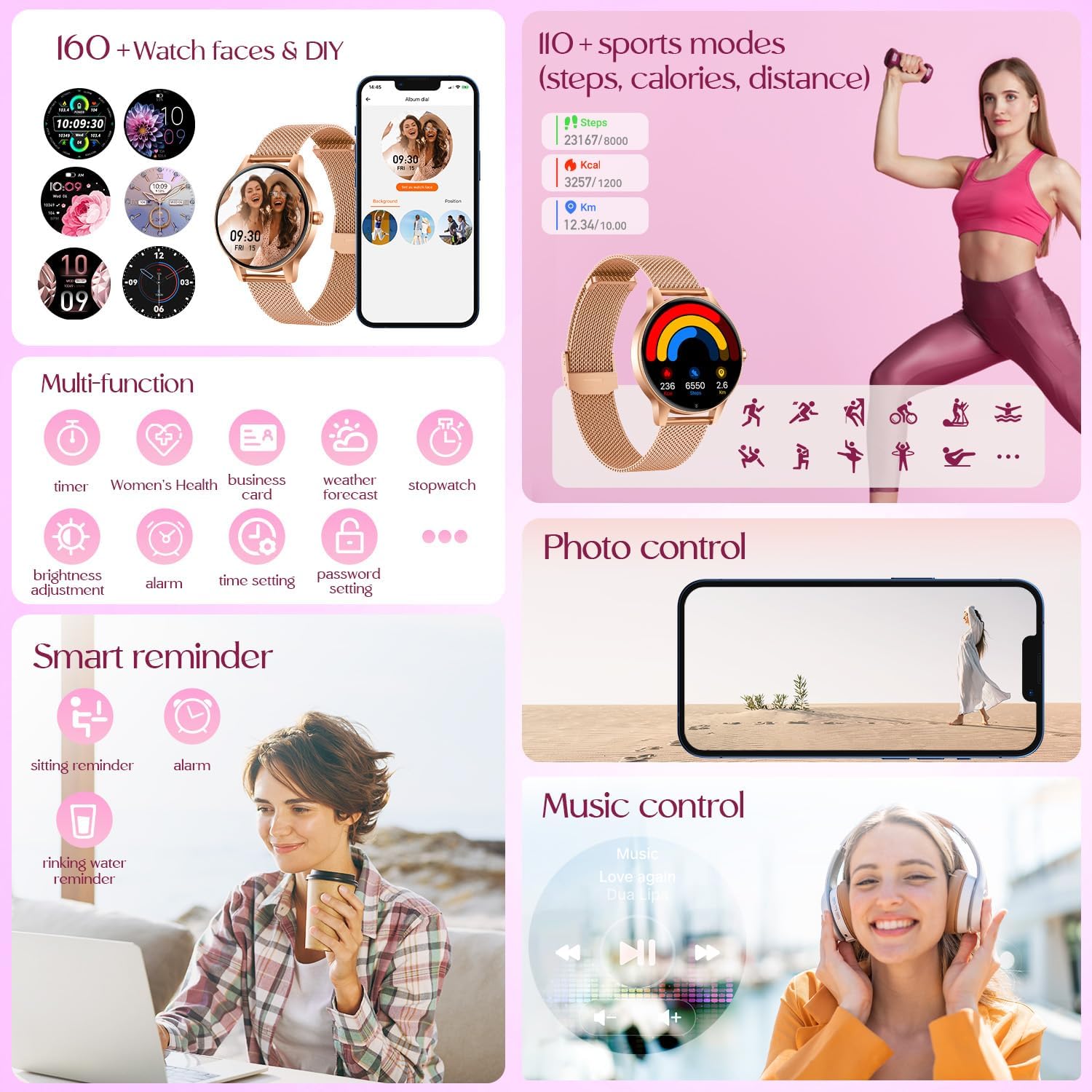 Smart Watch Women Fitness Tracker: 1.27'' Smartwatch Sport B... - Image 7