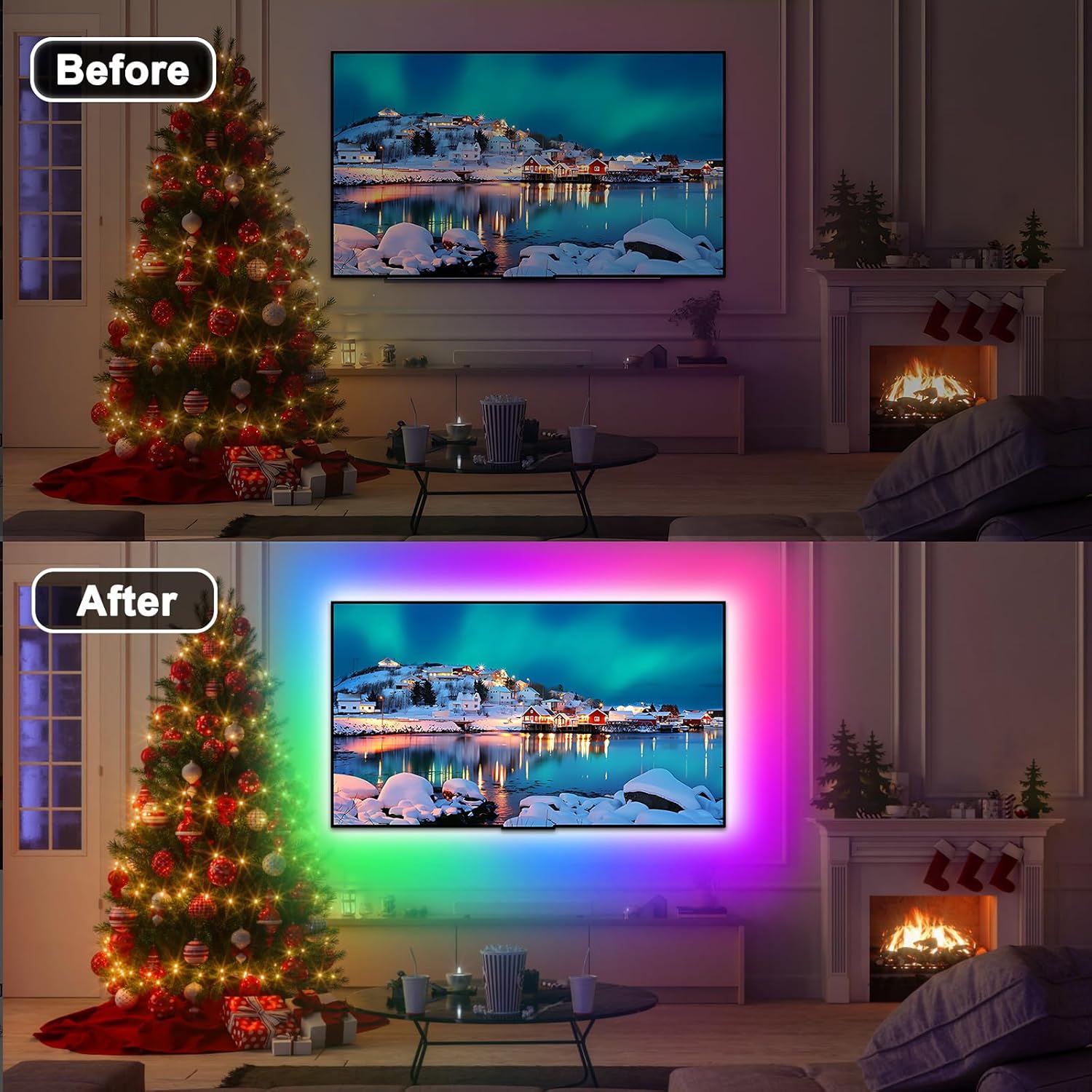 Daymeet TV Lights, 9.8FT TV Led Lights for 32-43 inch TV Beh... - Image 4