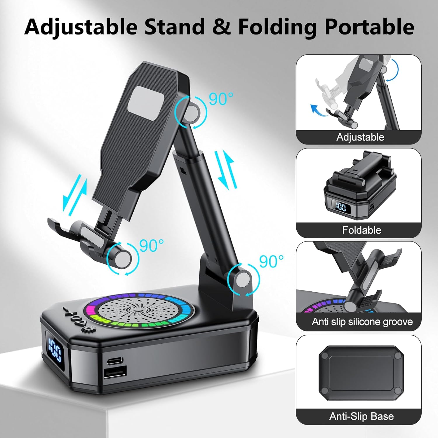 Gifts for Men Women, Phone Stand with Bluetooth Speaker, 4-i... - Image 8