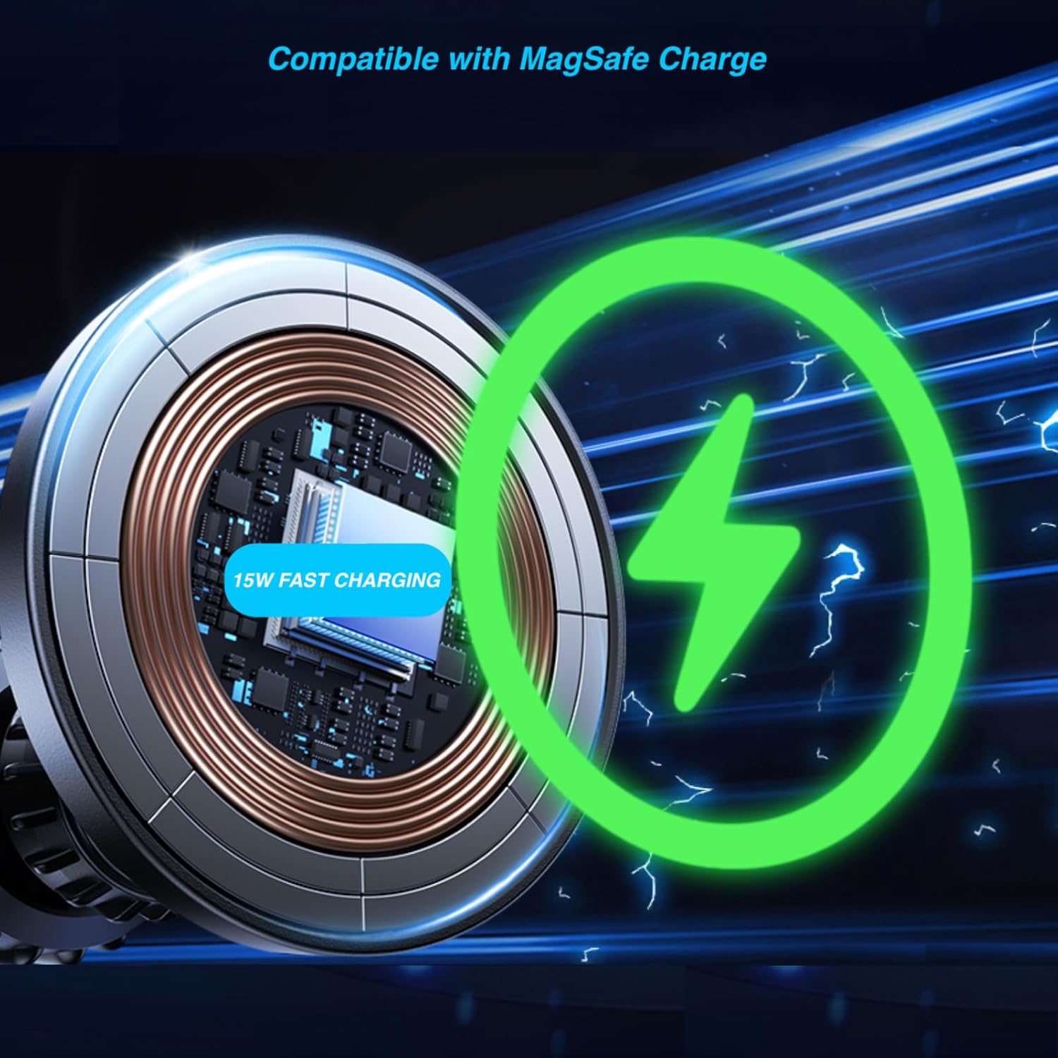 Magnetic Wireless Charging Phone Holder with 17mm Ball Socke... - Image 5