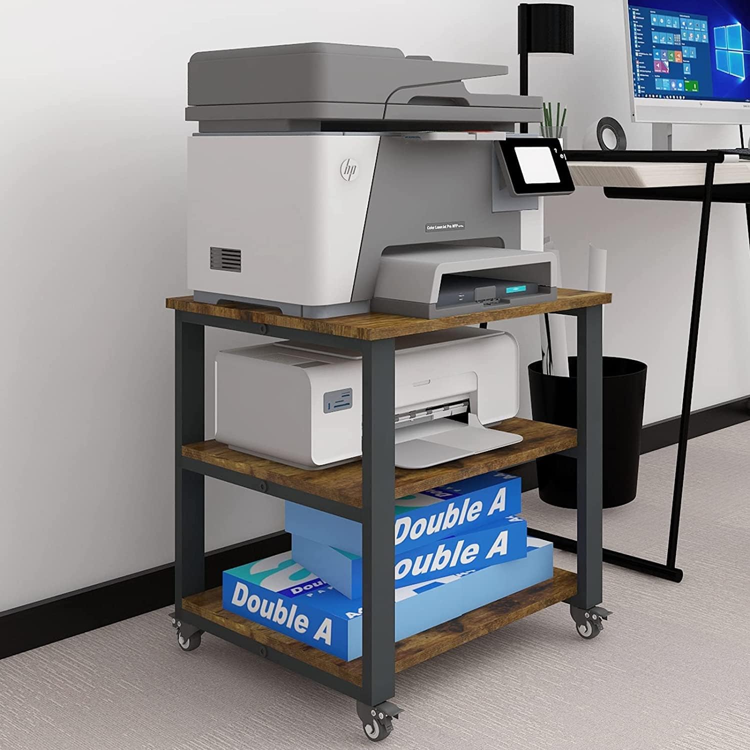 PUNCIA 3-Tier Laser Printer Stand with Storage 50x50x57.5cm ... - Image 7