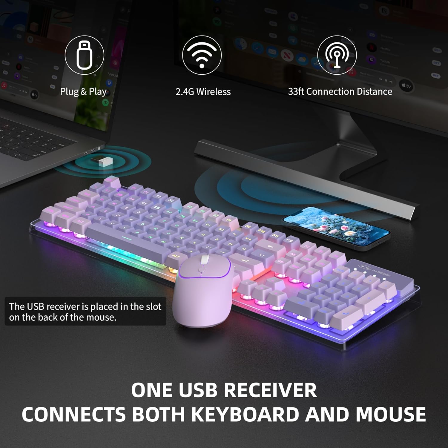 MageGee V550 Wireless Gaming Keyboard and Mouse, 2.4G Full-S... - Image 3