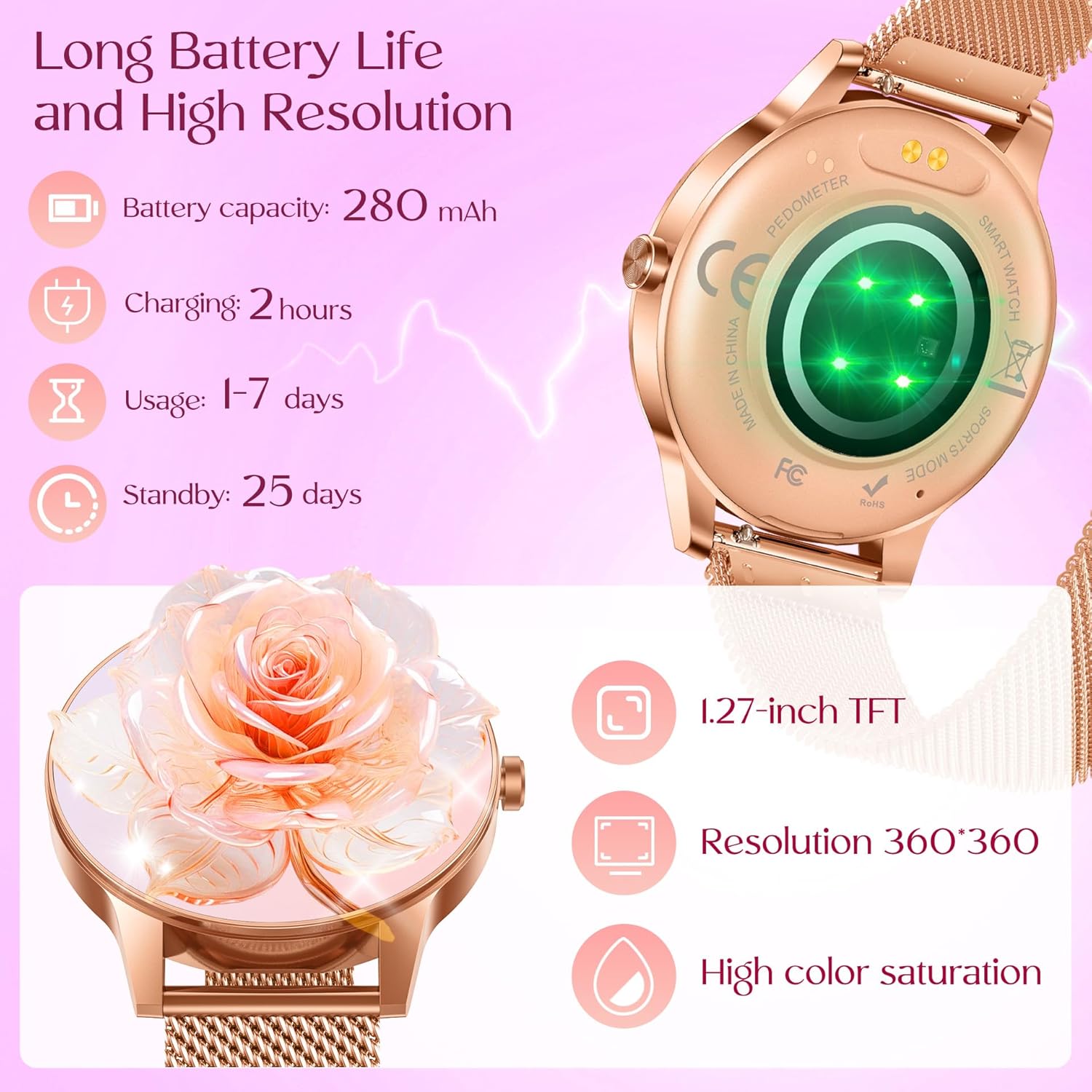 Smart Watch Women Fitness Tracker: 1.27'' Smartwatch Sport B... - Image 4