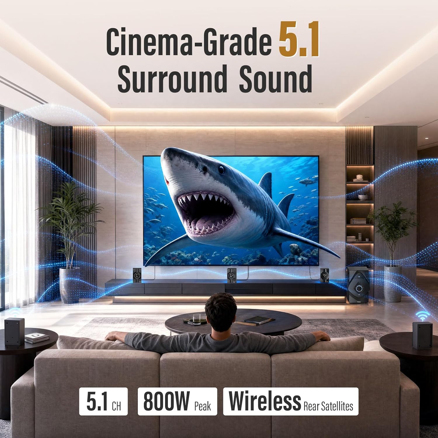 Bobtot Home Theater System Wireless Rear Satellite Speakers ... - Image 5