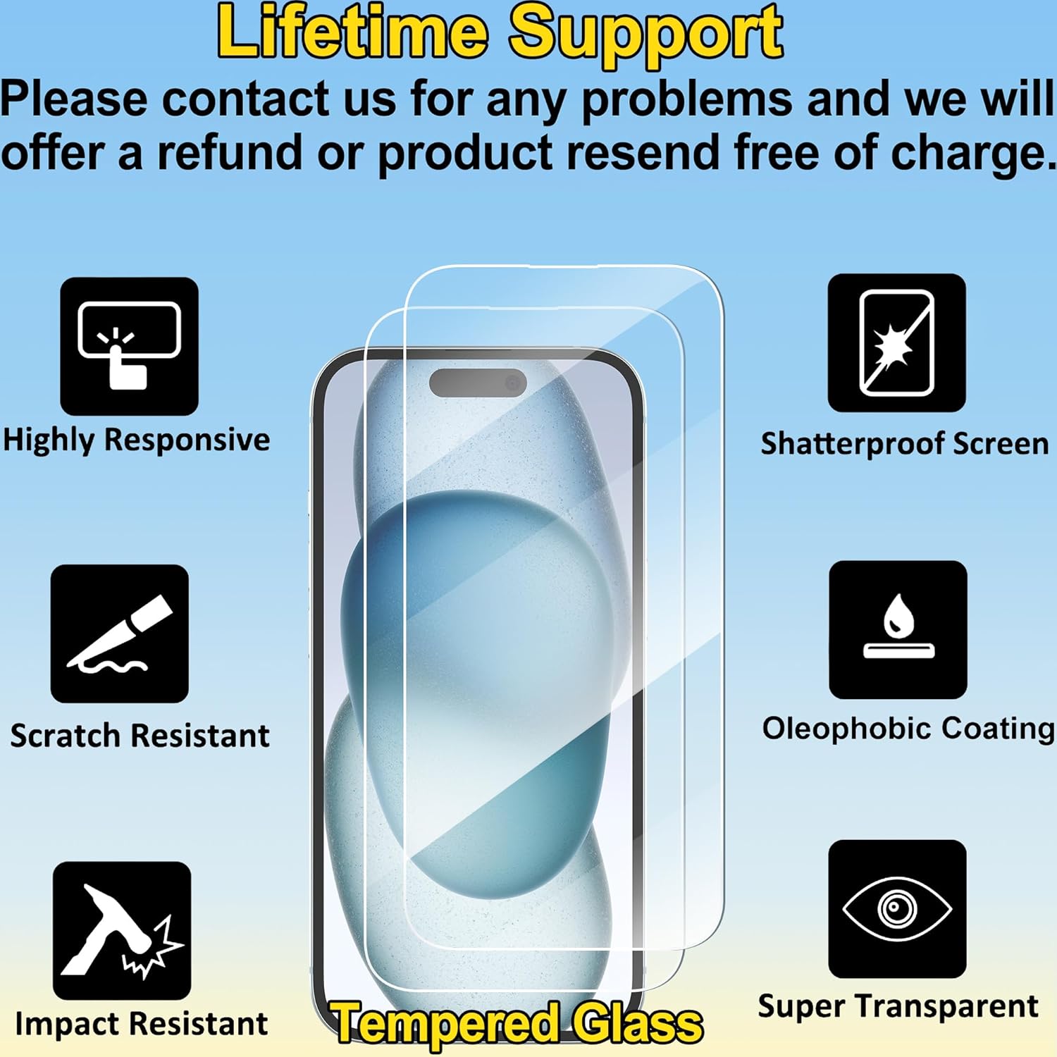 4youquality [4-in-1 Screen Protector for iPhone 15 with Came... - Image 3