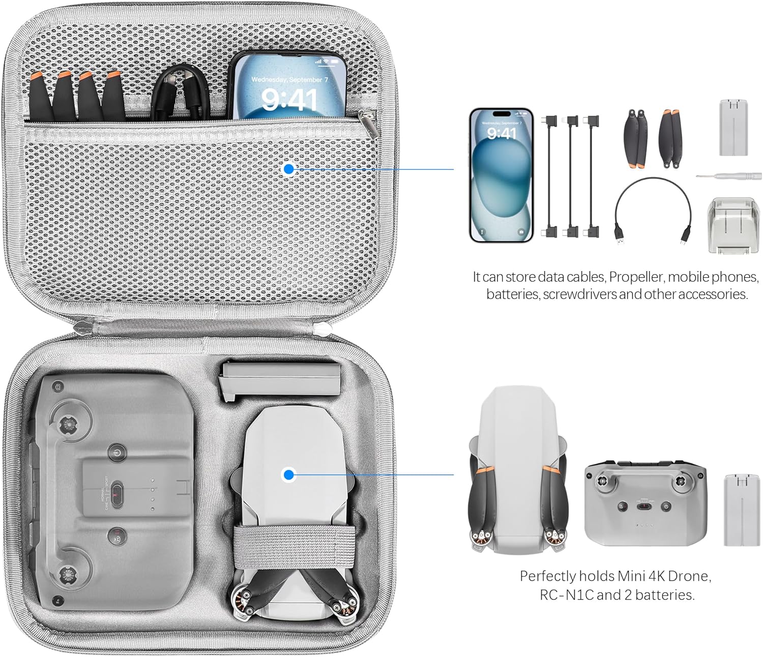 FPVtosky Mini 4K Carrying Case Hard Case for DJI Mini 4K / 2... - Image 3