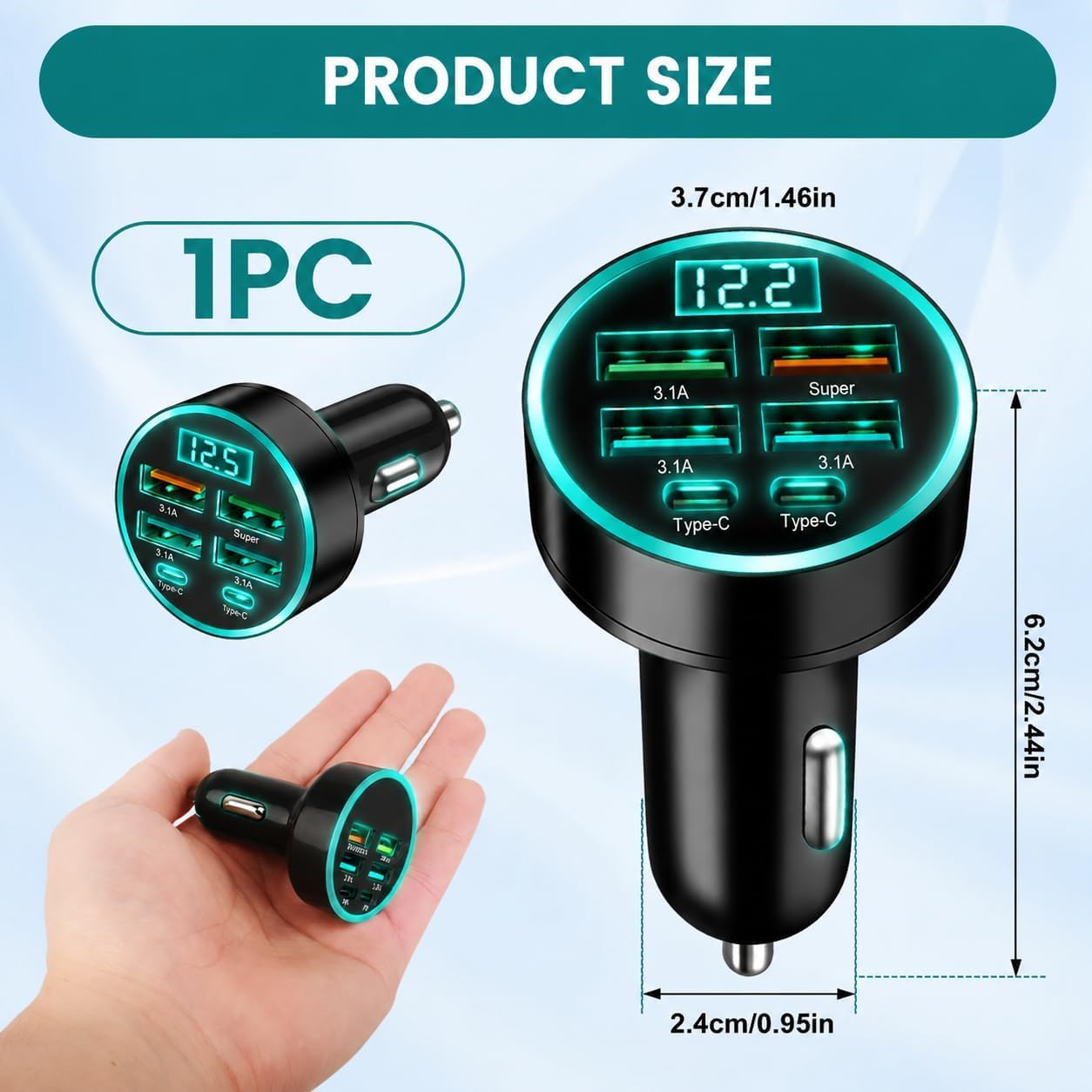 Car 6 in 1 Car USB Charger Super Fast Charge, 6 Ports Charge... - Image 7