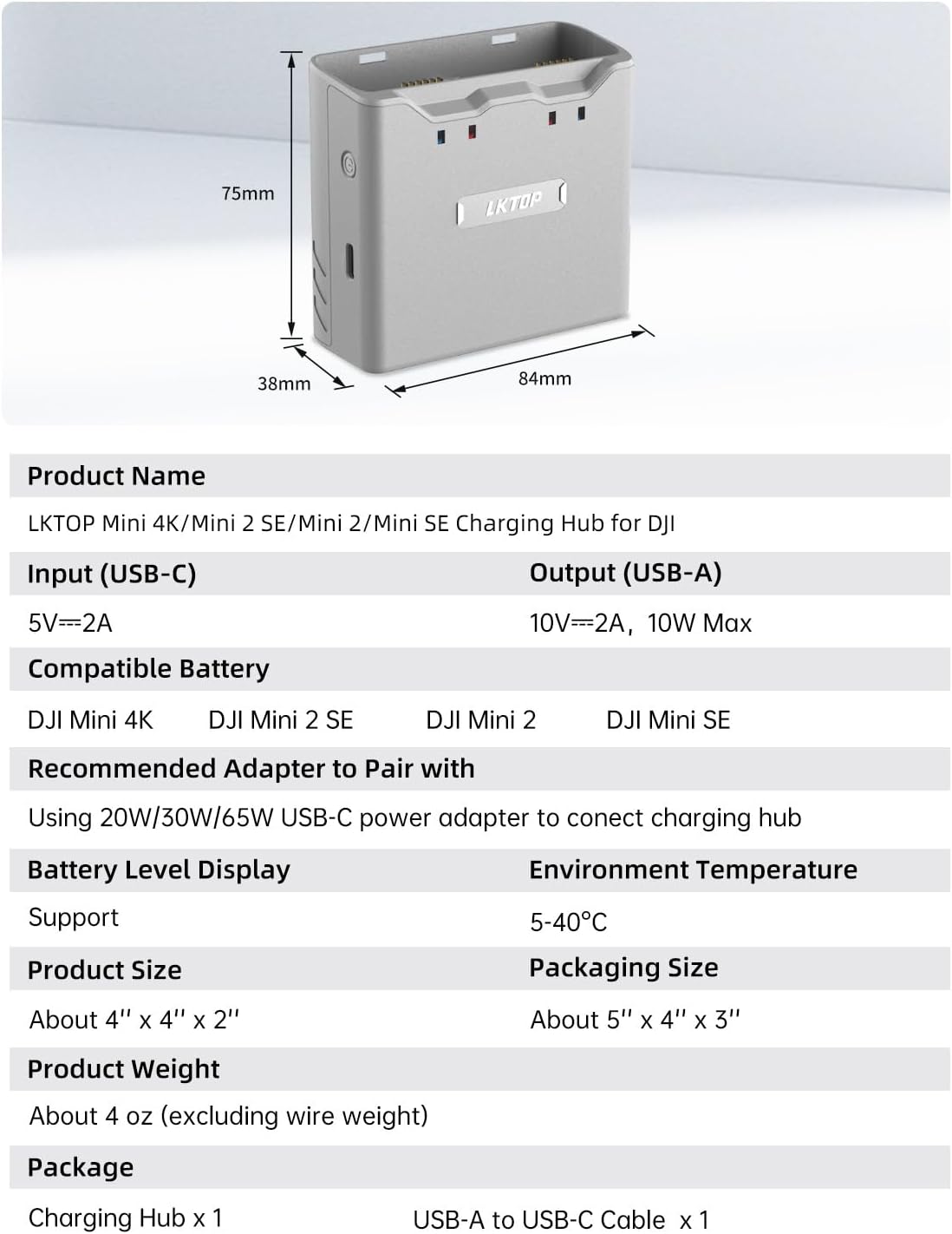 LKTOP Replacement DJI Mini 4K Battery Charging Hub, Mini 2/S... - Image 9