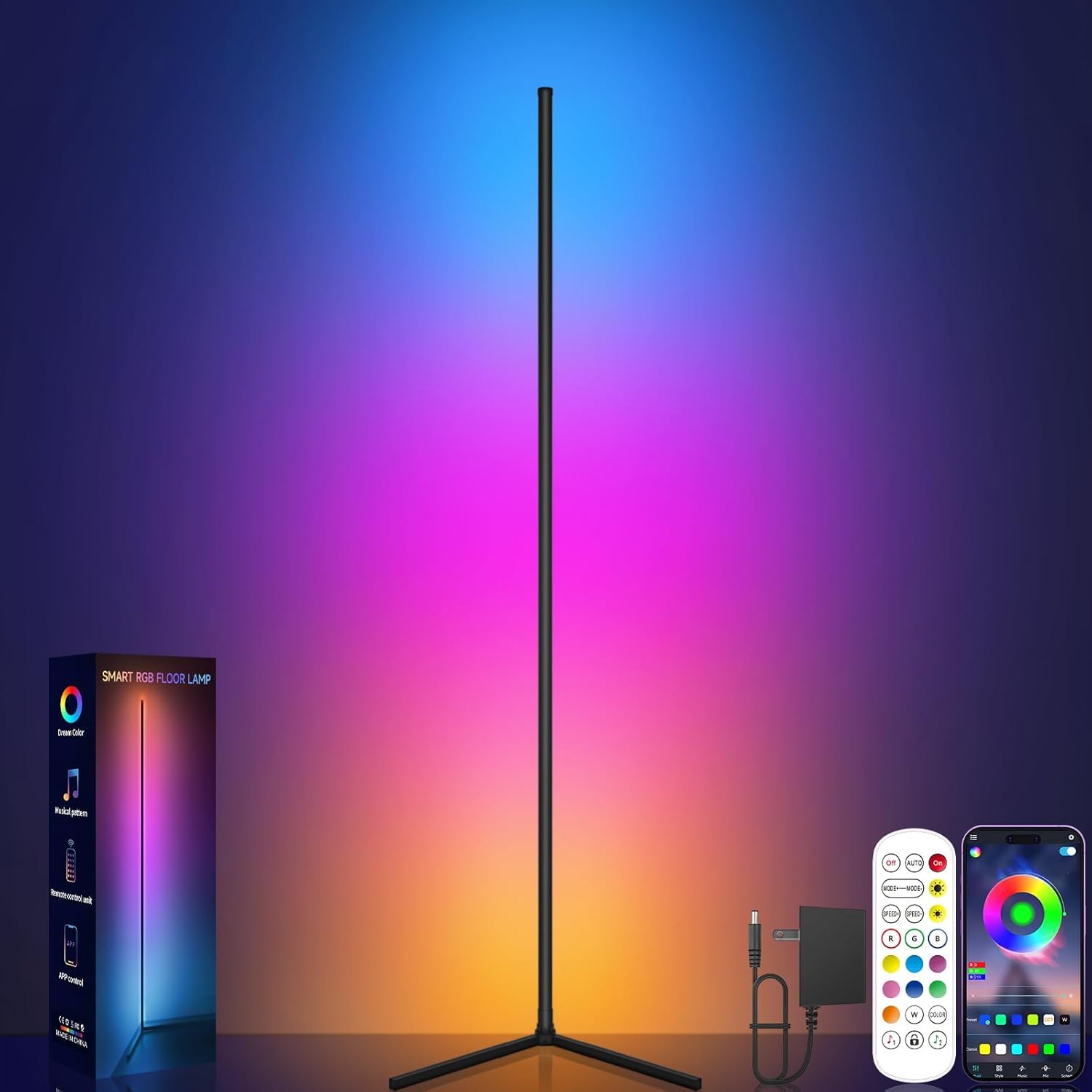 Tyute LED Floor Lamp, RGB Modern Corner Lamp with 16 Million... - Image 2