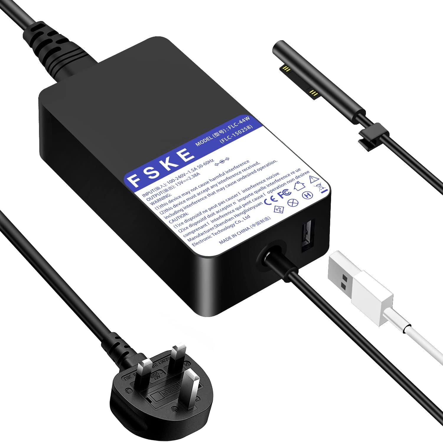 FSKE 44W Surface Pro Charger,15V 2.58A Adapter Power Supply ... - Image 2