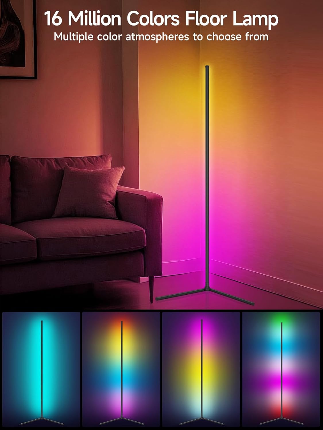 Tyute LED Floor Lamp, RGB Modern Corner Lamp with 16 Million... - Image 5