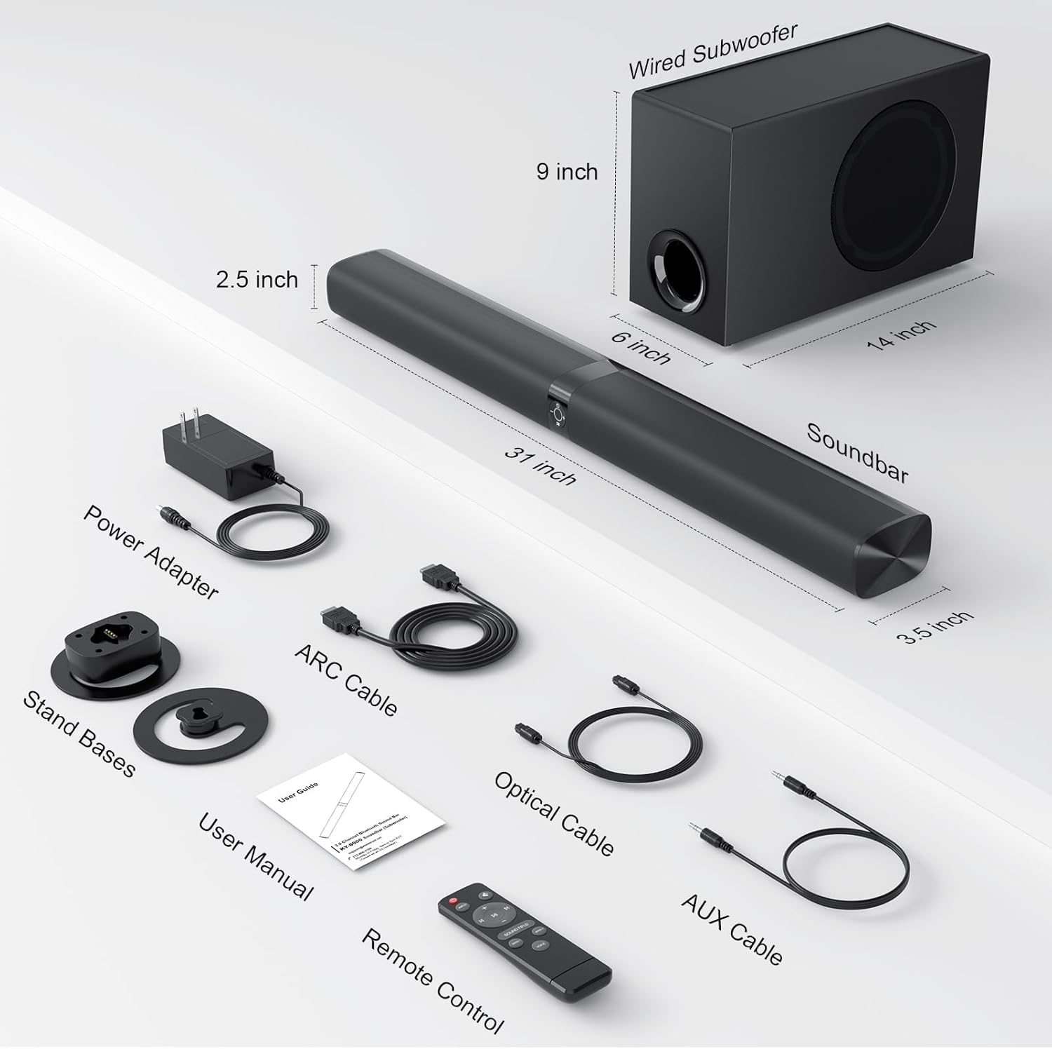 GarageRock Sound Bar with Subwoofer for TV, 2 in 1 Detachabl... - Image 9