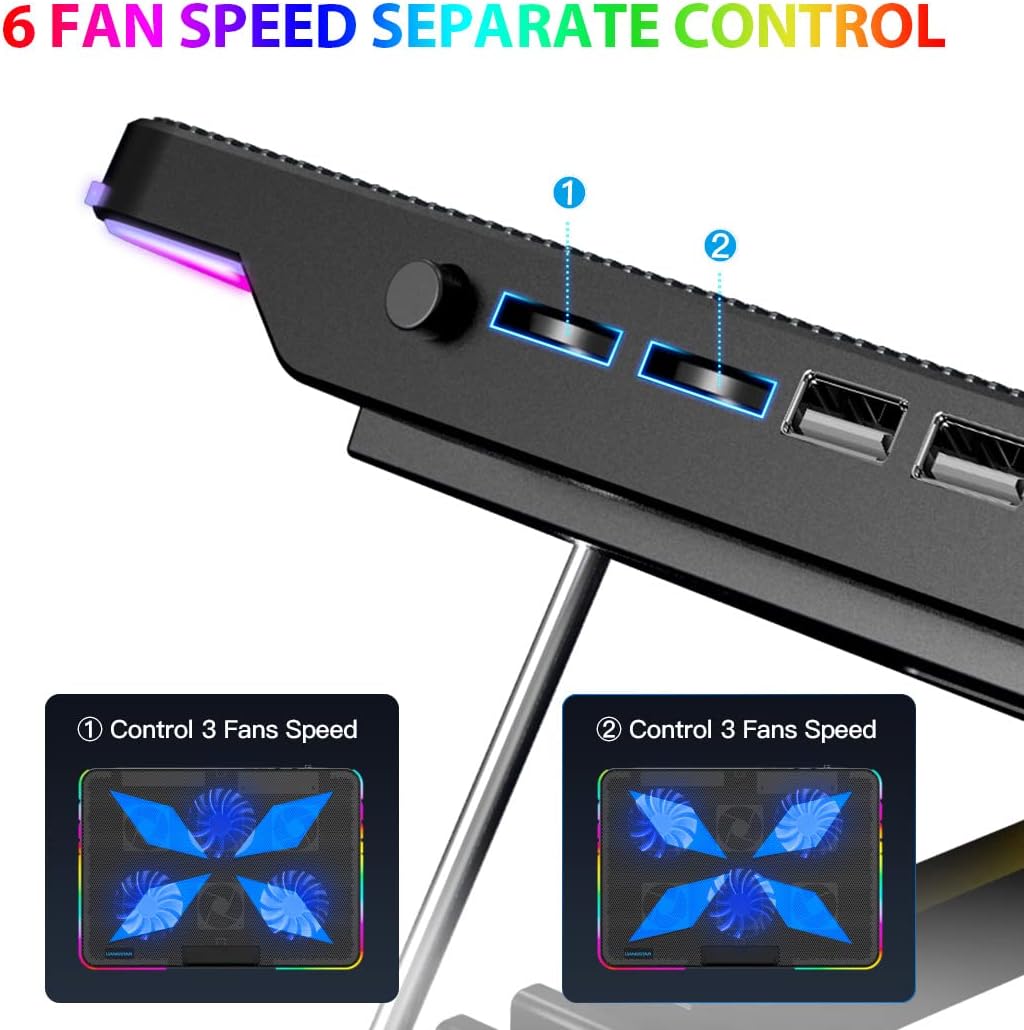 LIANGSTAR Laptop Cooling Pad, Laptop Cooler, 10 RGB Lighting... - Image 5
