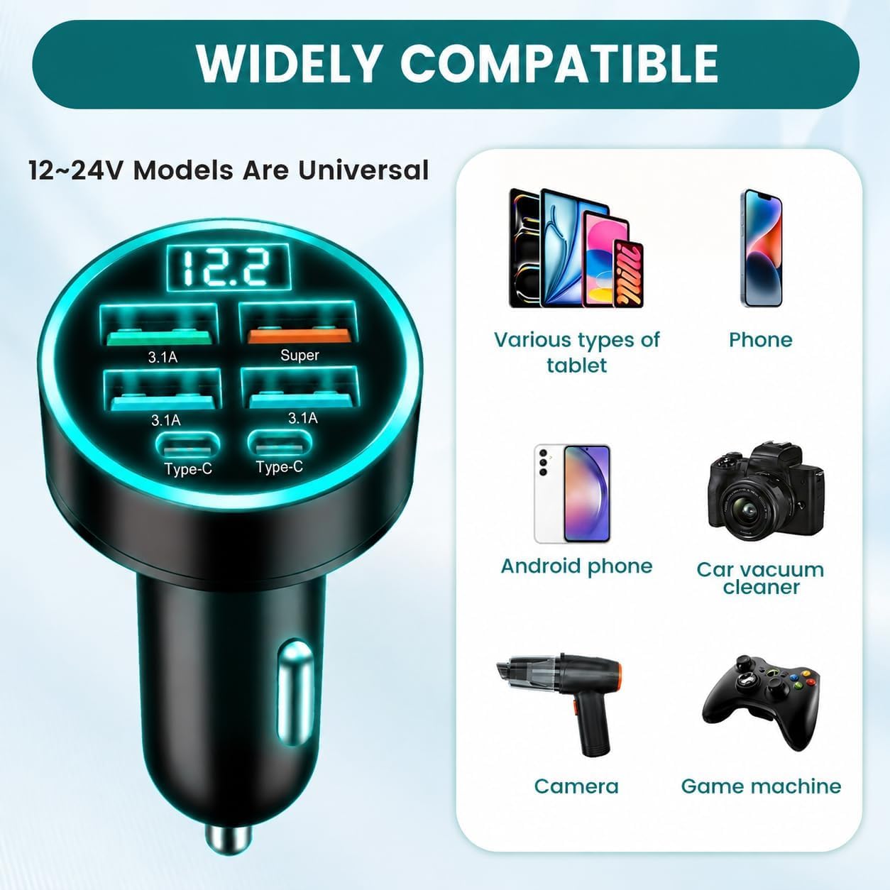 Car 6 in 1 Car USB Charger Super Fast Charge, 6 Ports Charge... - Image 3