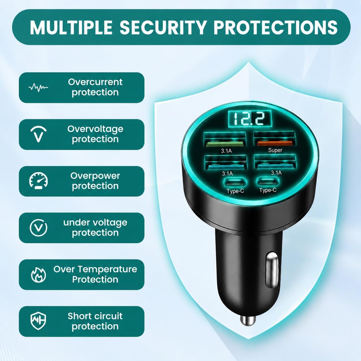 Car 6 in 1 Car USB Charger Super Fast Charge, 6 Ports Charge... - Image 4