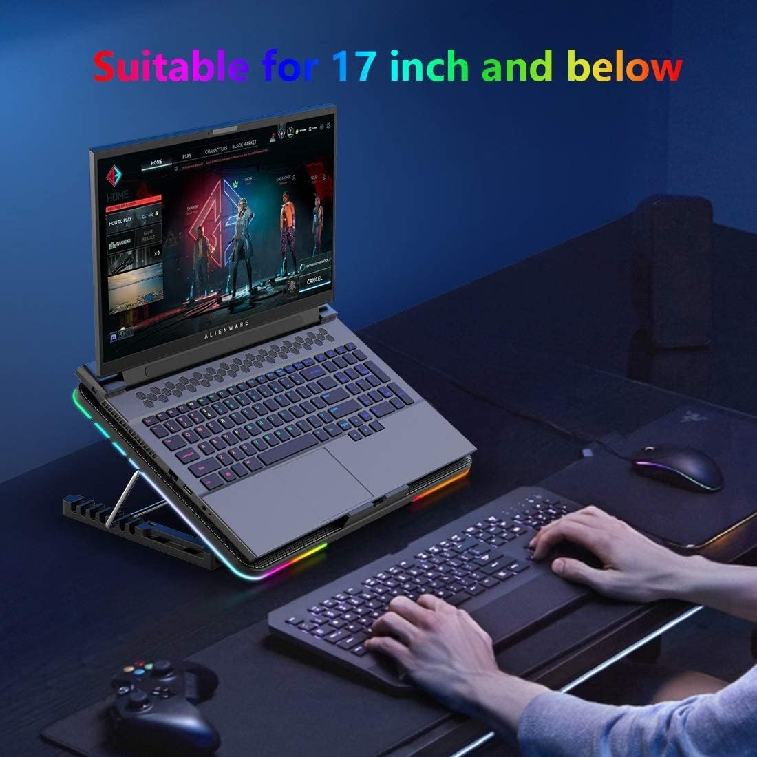 LIANGSTAR Laptop Cooling Pad, Laptop Cooler, 10 RGB Lighting... - Image 10