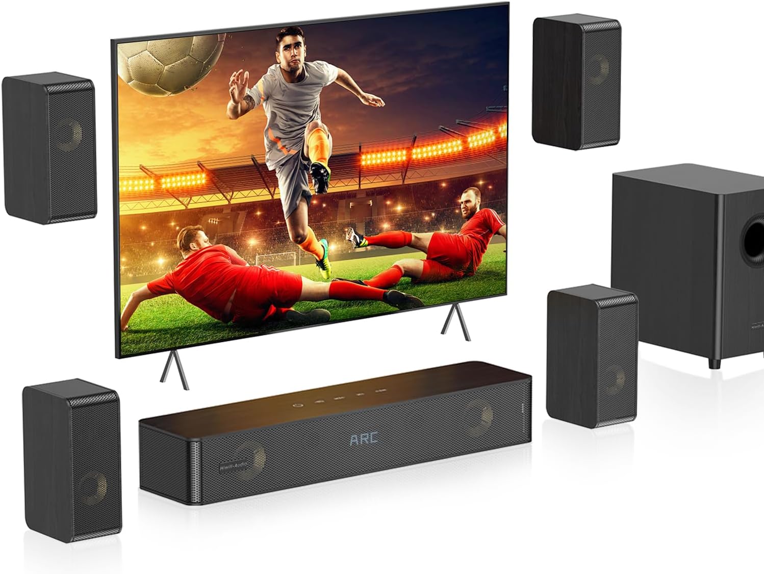 Wooden Soundbar for TV with Clear Dialogue, 5.1 Surround Sou... - Image 2
